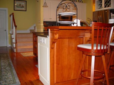 over kitchen two toned bar